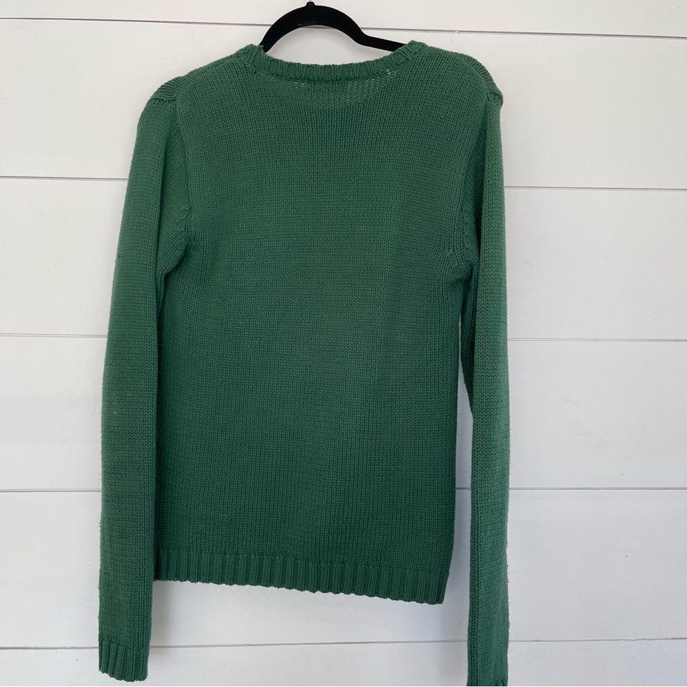 Disney Store Vintage Green Santa Mickey Mouse Sweater - Picture 3 of 4